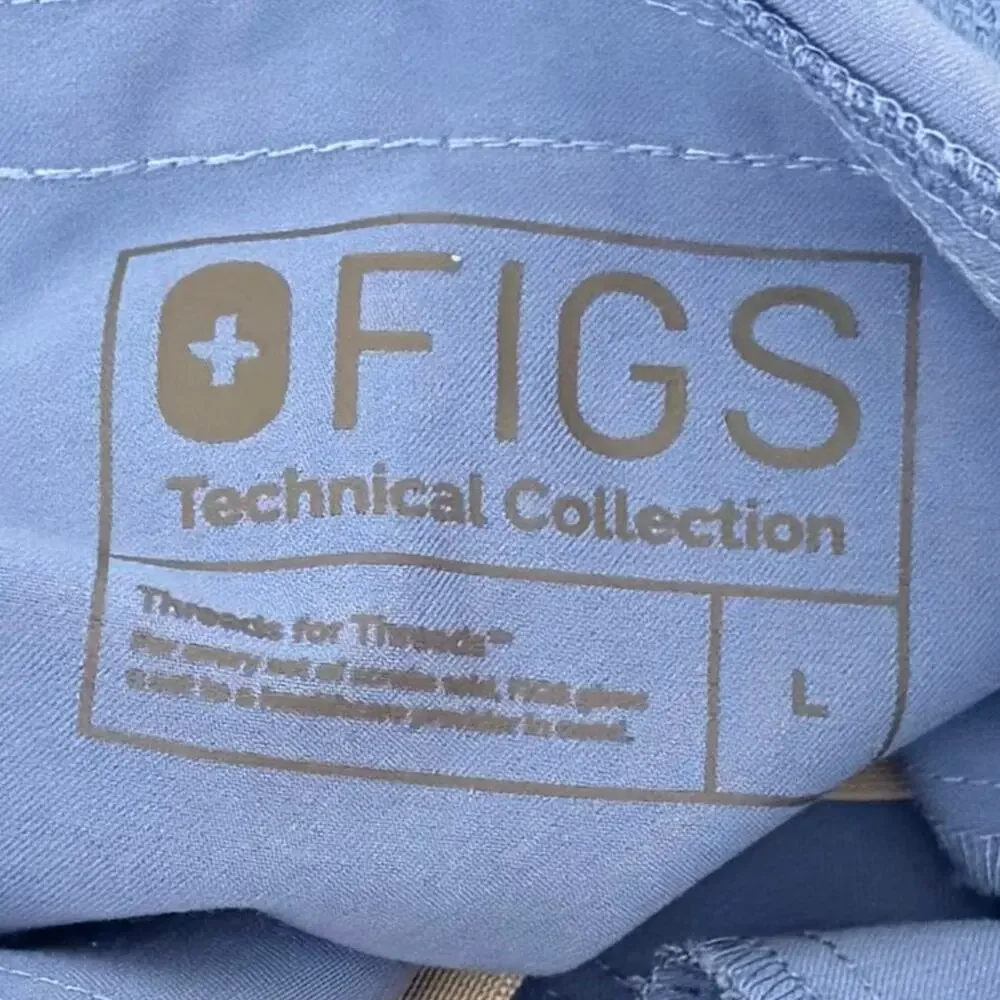 FIGS Axim Scrub Blue Straight Pants Mens Large Pockets Drawstring Uniform Nurse